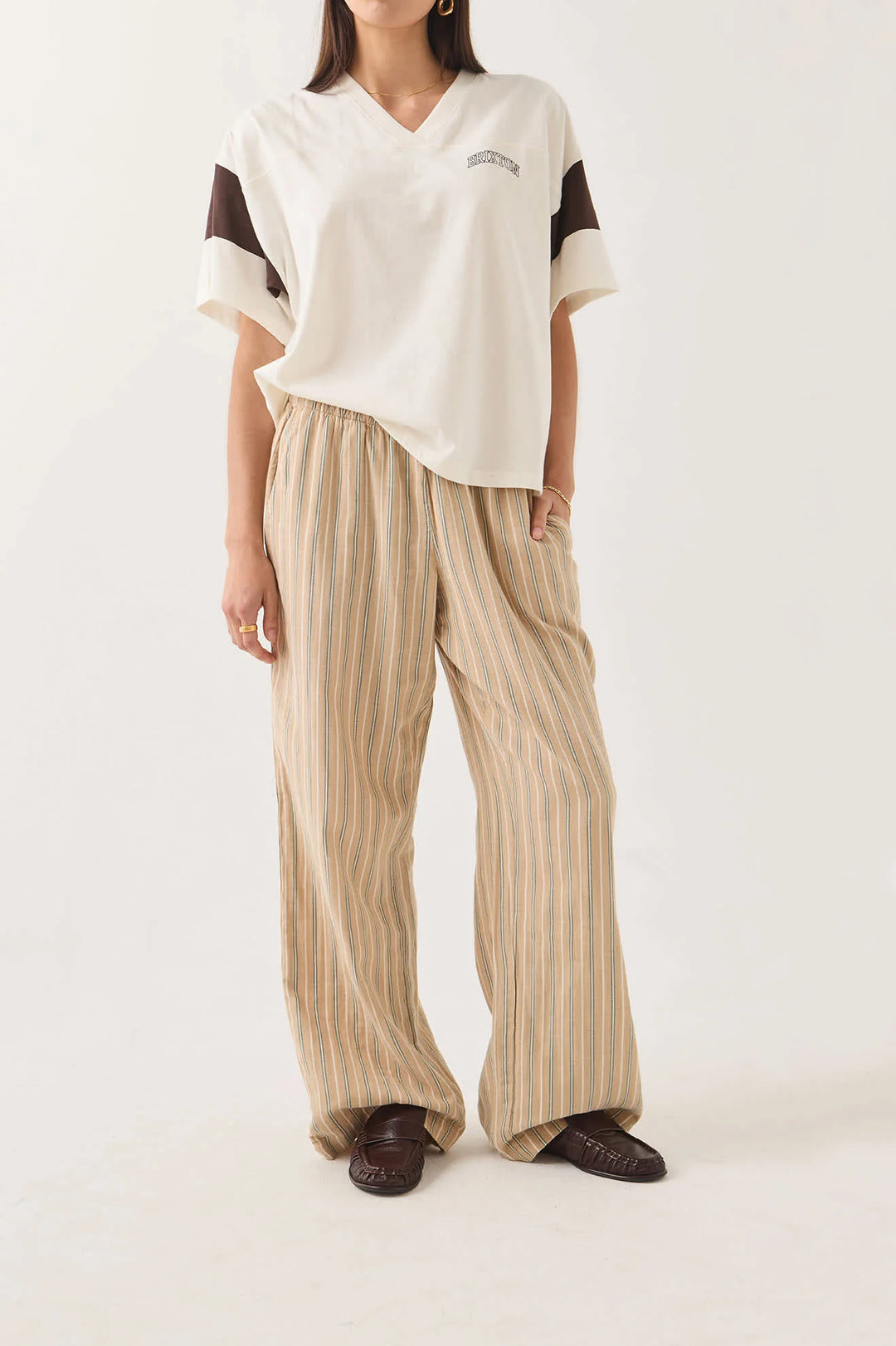 Brixton Women's Lounge Pant - Sand Stripe - Sun Diego Boardshop