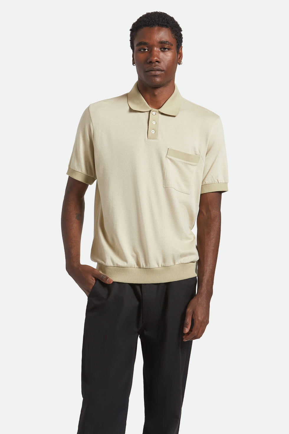 Brixton Weekend Herringbone Polo - Whitecap/Elm - Sun Diego Boardshop