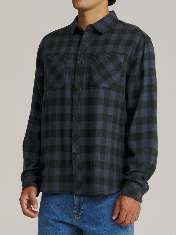 Katin Men's Sierra Flannel - Washed Blue Plaid - Sun Diego Boardshop