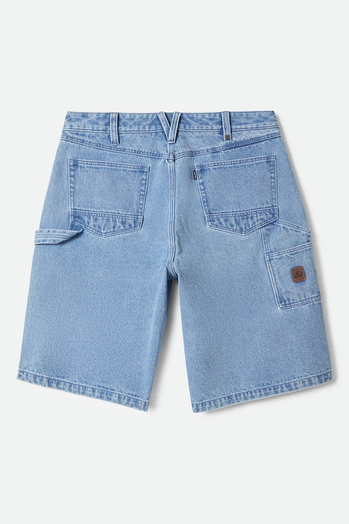 Brixton Men's Builders Carpenter Baggy Short - Washed Blue Denim - Sun Diego Boardshop