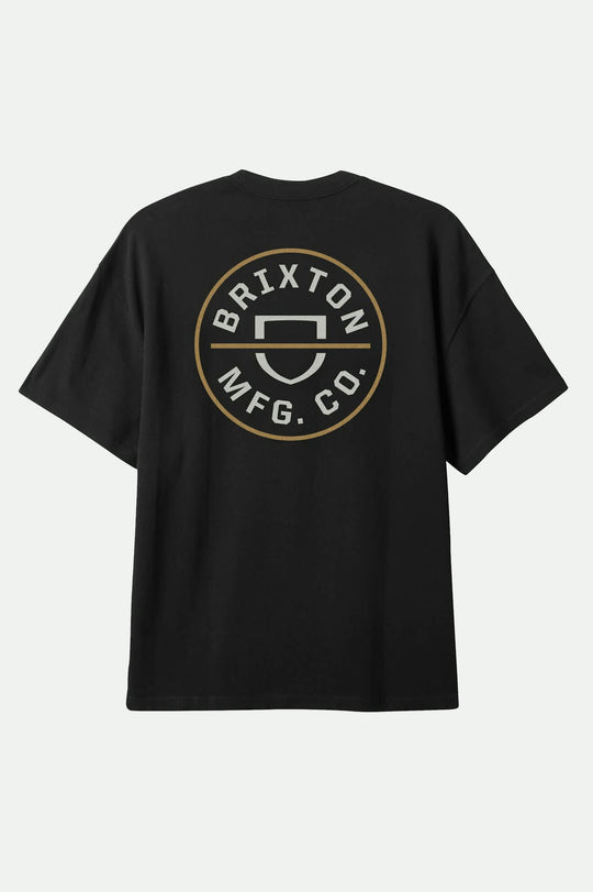 Brixton Crest II S/S Standard T-Shirt - BLACK/OFF WHITE - Sun Diego Boardshop