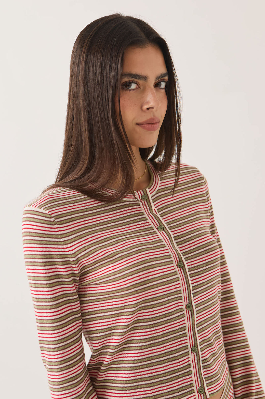 Brixton Women's Bixby Lightweight Cardigan - Green Multi Stripe - Sun Diego Boardshop