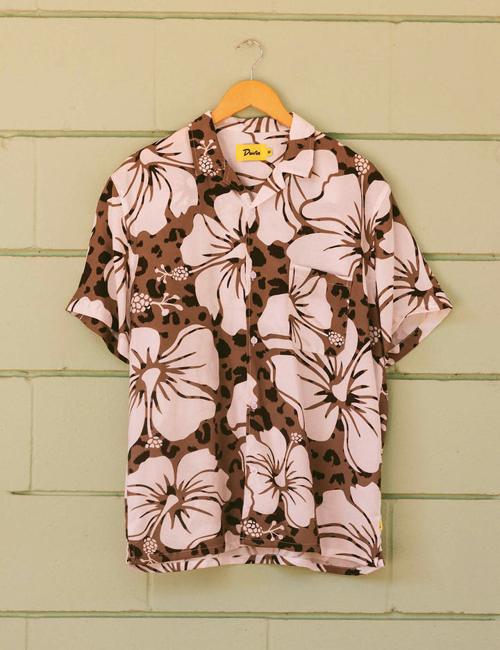 Duvin Hibiscus Leopard Buttonup - Black - Sun Diego Boardshop