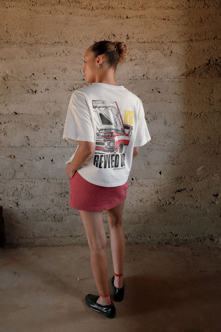 Brixton Women's Revved Up Boxy Crew T-Shirt - Off White - Sun Diego Boardshop