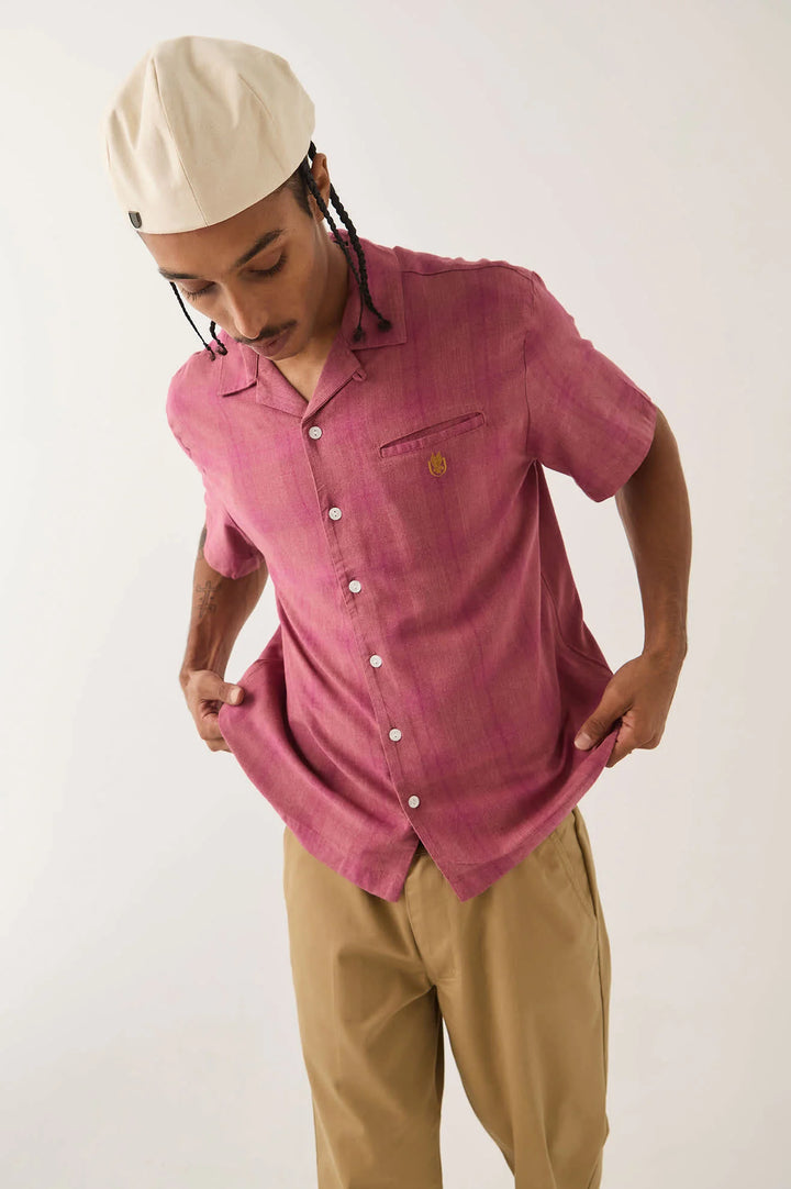 Brixton Men's Century Shirt - Pink Shadow Plaid - Sun Diego Boardshop