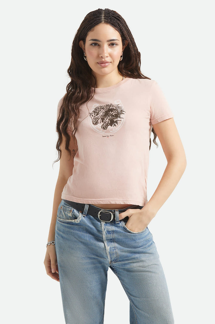 Brixton Women's Pony Club Slim Crew T-Shirt - Silver Pink - Sun Diego Boardshop