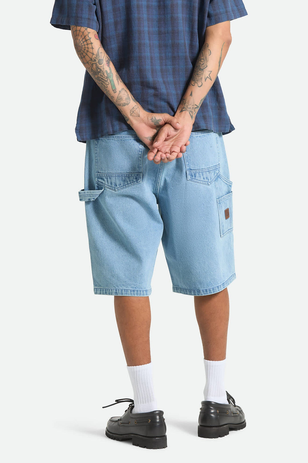 Brixton Men's Builders Carpenter Baggy Short - Washed Blue Denim - Sun Diego Boardshop