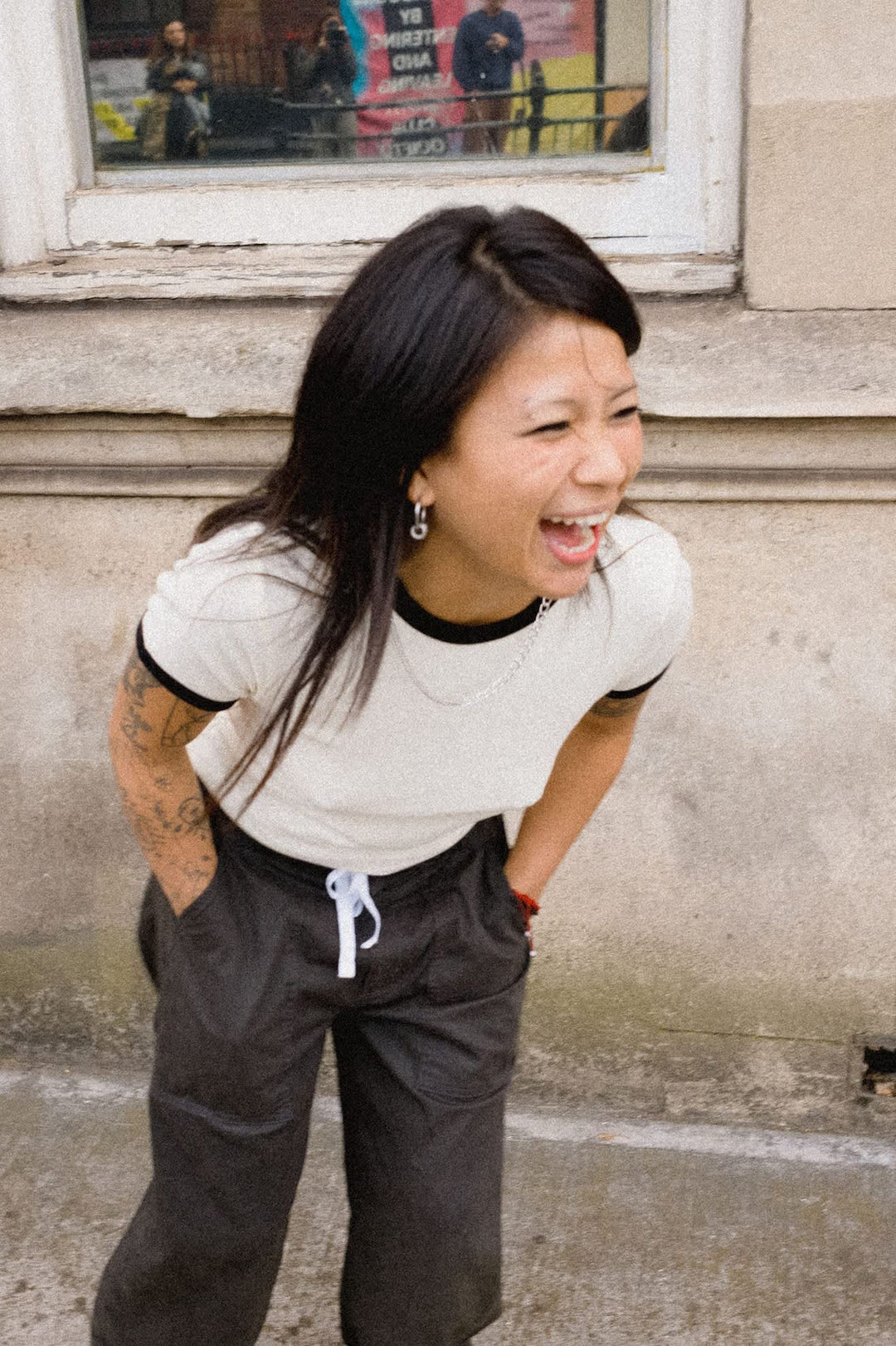 Brixton Women's Carefree Organic Garment Dye Ringer T-Shirt - Off White/Black - Sun Diego Boardshop