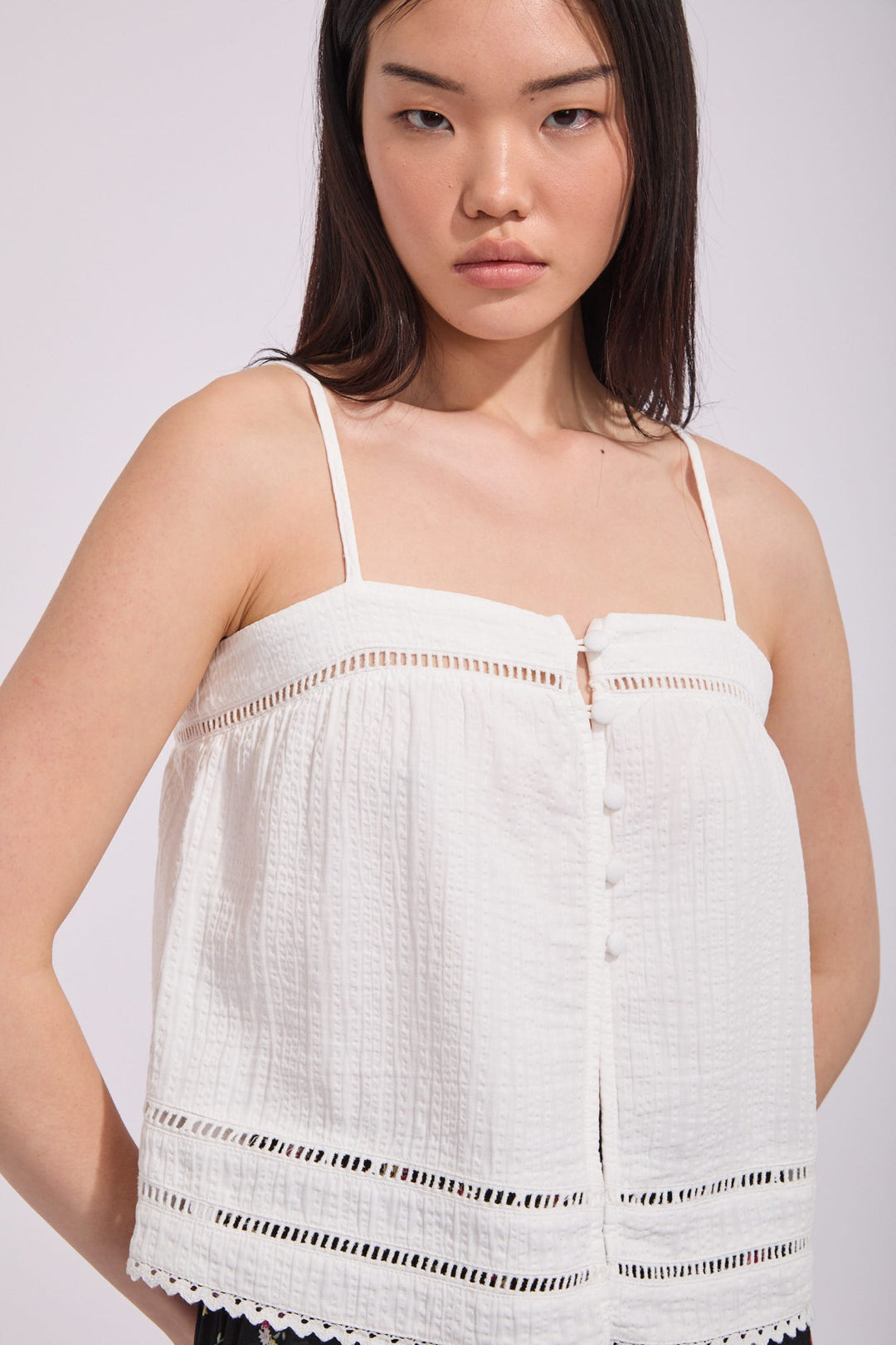 Rhythm Macy Scallop Top - White