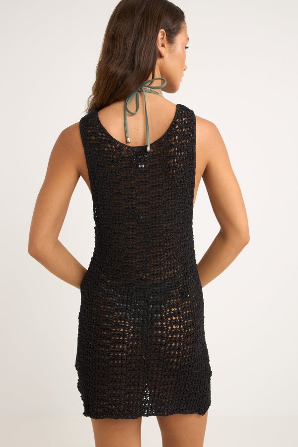 Rhythm Maddie Knit Scoop Neck Mini Dress - BLACK - Sun Diego Boardshop