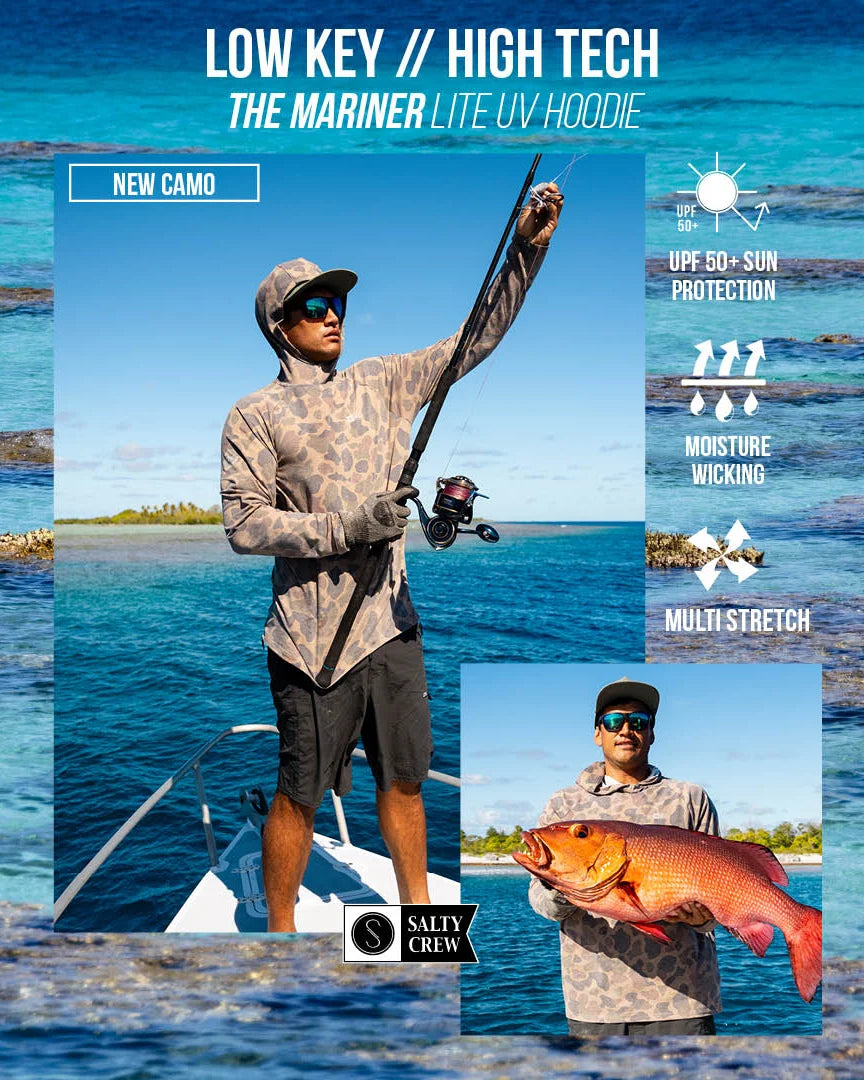 Salty Crew Men's Mariner Lite UV Hood - Tan Camo