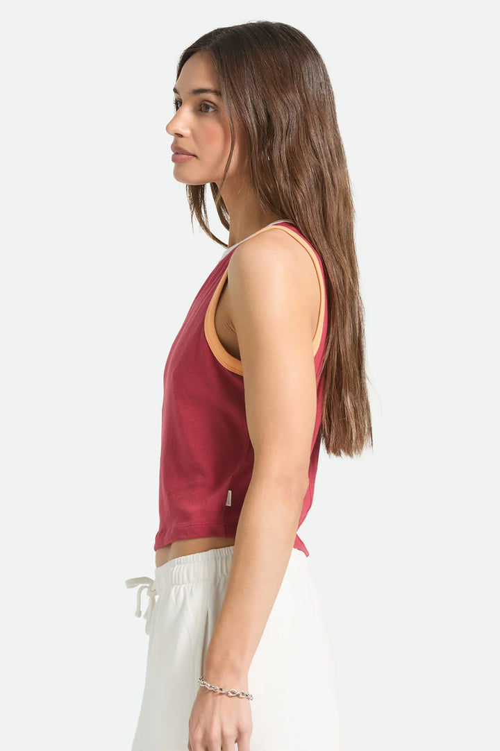 Brixton Women's Carefree Organic Garment Dye Cropped Tank - Robust Red - Sun Diego Boardshop