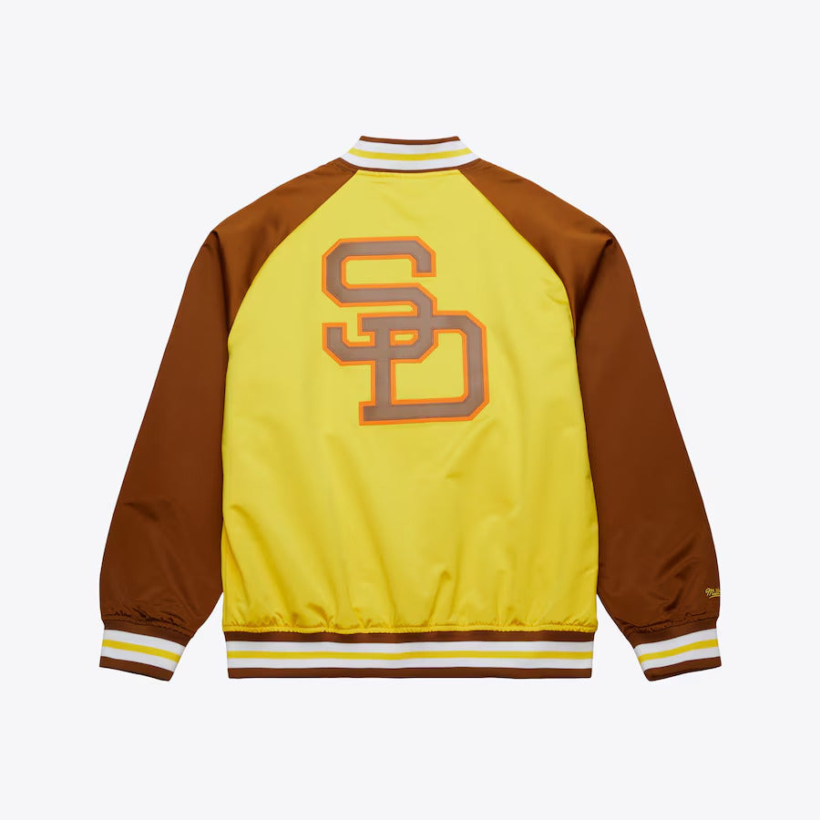Mitchell & Ness Men's Gold San Diego Padres Vintage Logo Double Clutch Lightweight Satin Raglan Full-Snap Jacket - BROWN - Sun Diego Boardshop