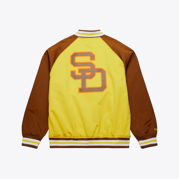 Mitchell & Ness Men's Gold San Diego Padres Vintage Logo Double Clutch Lightweight Satin Raglan Full-Snap Jacket - BROWN - Sun Diego Boardshop