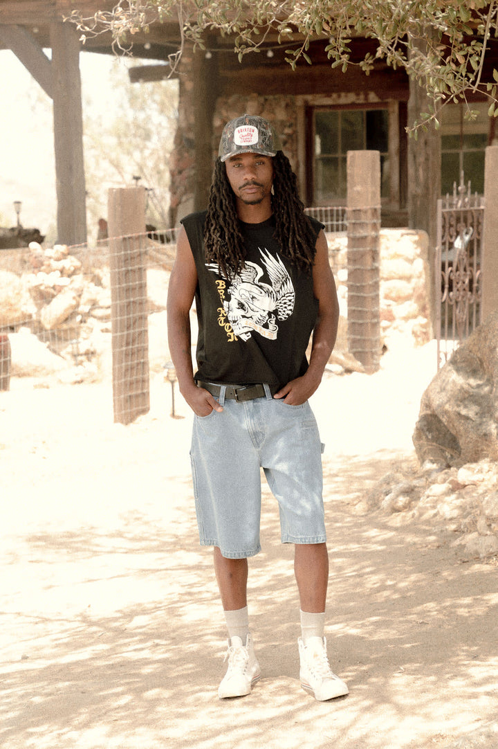 Brixton Men's Wolcott Worn In Boxy Muscle Tank - Black - Sun Diego Boardshop