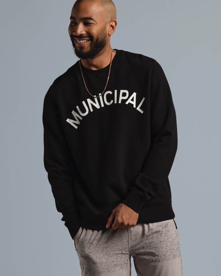 Municipal Origin Fleece Crew - BLACK/WHITE - Sun Diego Boardshop