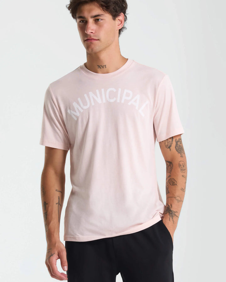 Municipal Men's M.OG-SuperBlend T-Shirt - Blush Heather/White