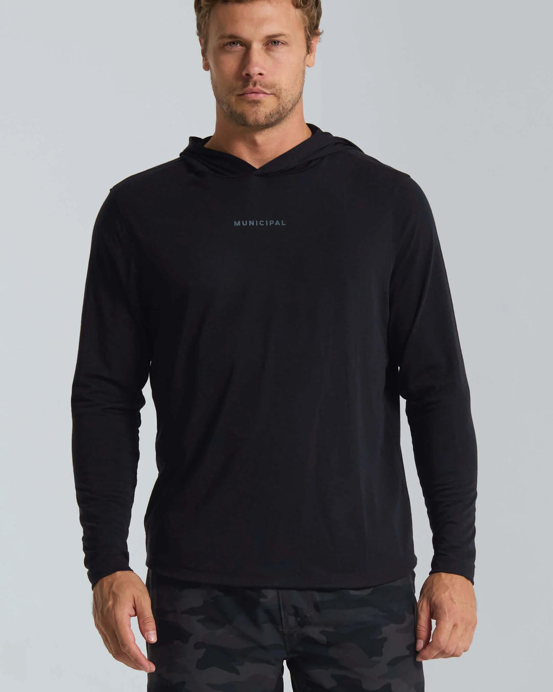 Municipal Men's Sport Utility LS Hooded T-Shirt - Black