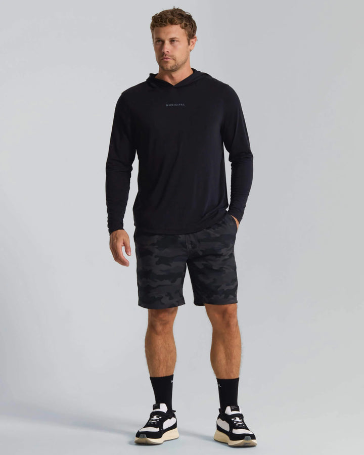 Municipal Men's Sport Utility LS Hooded T-Shirt - Black