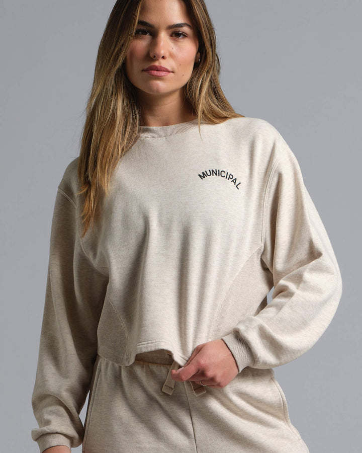 Municipal Women's Hang Back Fleece Crew - STONE - Sun Diego Boardshop