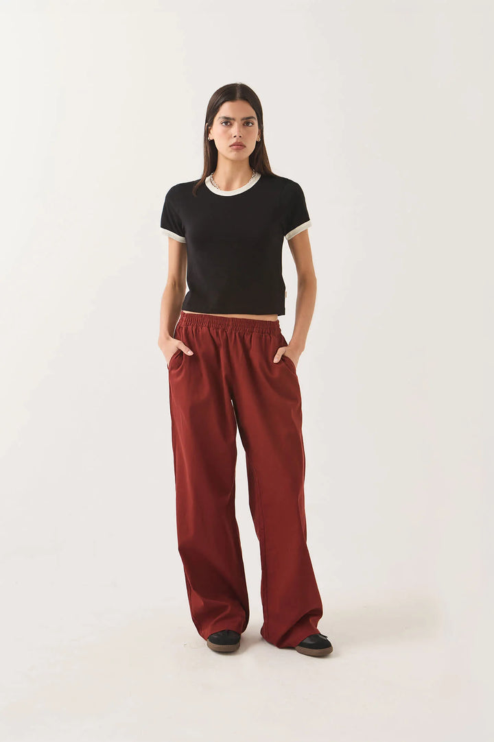 Brixton Women's Carefree Organic Garment Dye Ringer T-Shirt - Black/Off White - Sun Diego Boardshop