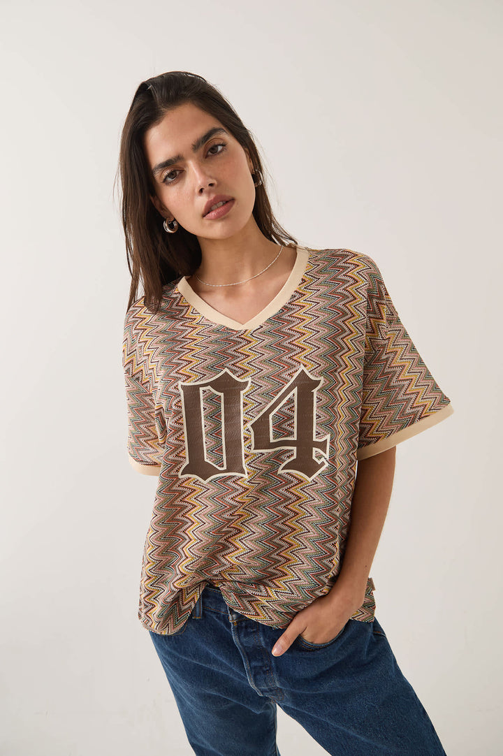 Brixton Women's Football Oversized Mesh Jersey - Multi Color Zigzag - Sun Diego Boardshop