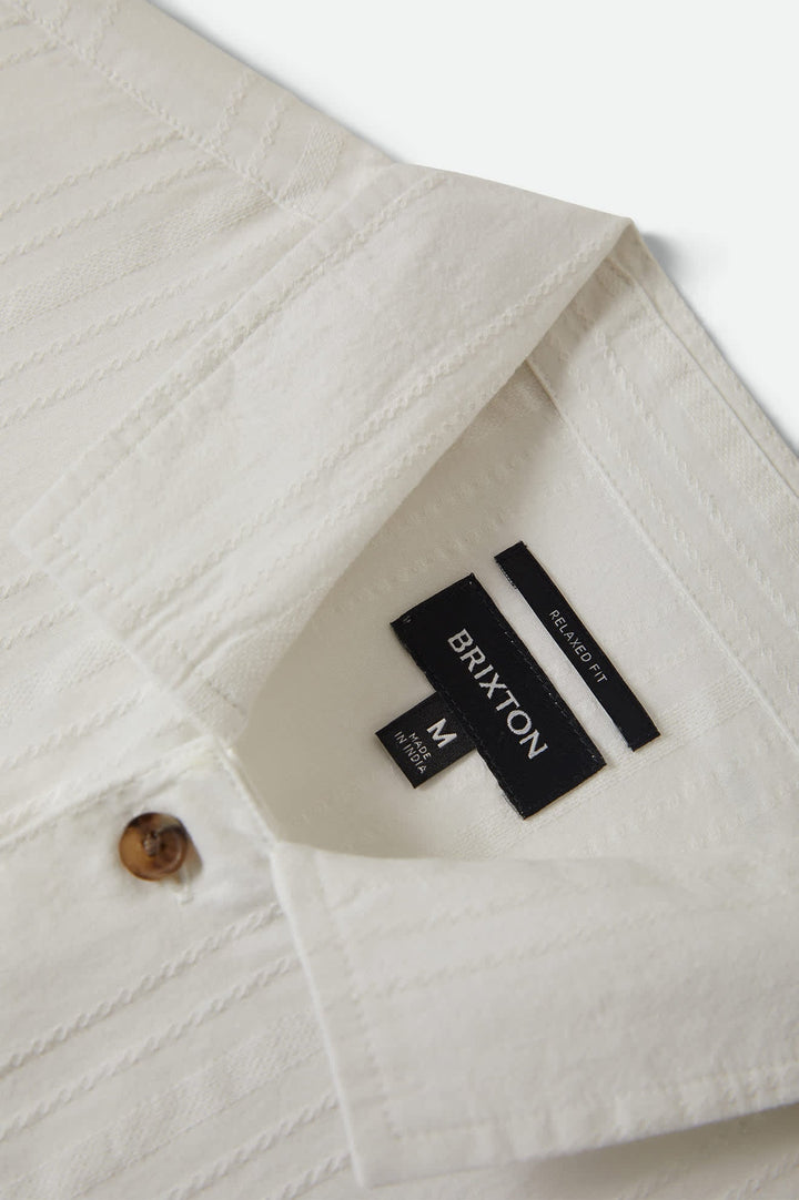 Brixton Men's Vintage Short Sleeve Shirt - Off White Jacquard Stripe - Sun Diego Boardshop