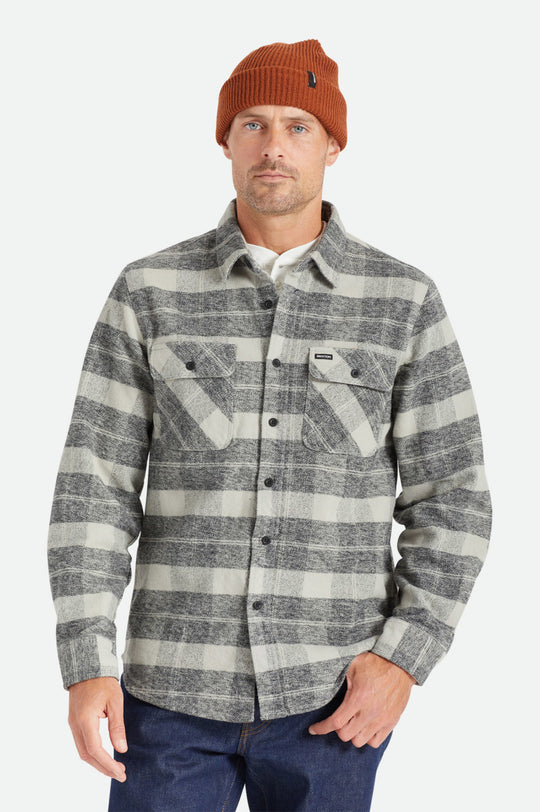 Brixton Bowery Heavyweight L/S Flannel - BLACK/CHARCOAL - Sun Diego Boardshop