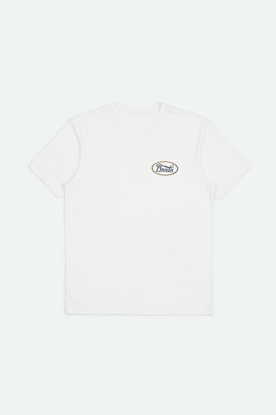 Brixton Parsons S/S Tailored T-Shirt - WHITE/WASHED NAVY/BROWN - Sun Diego Boardshop