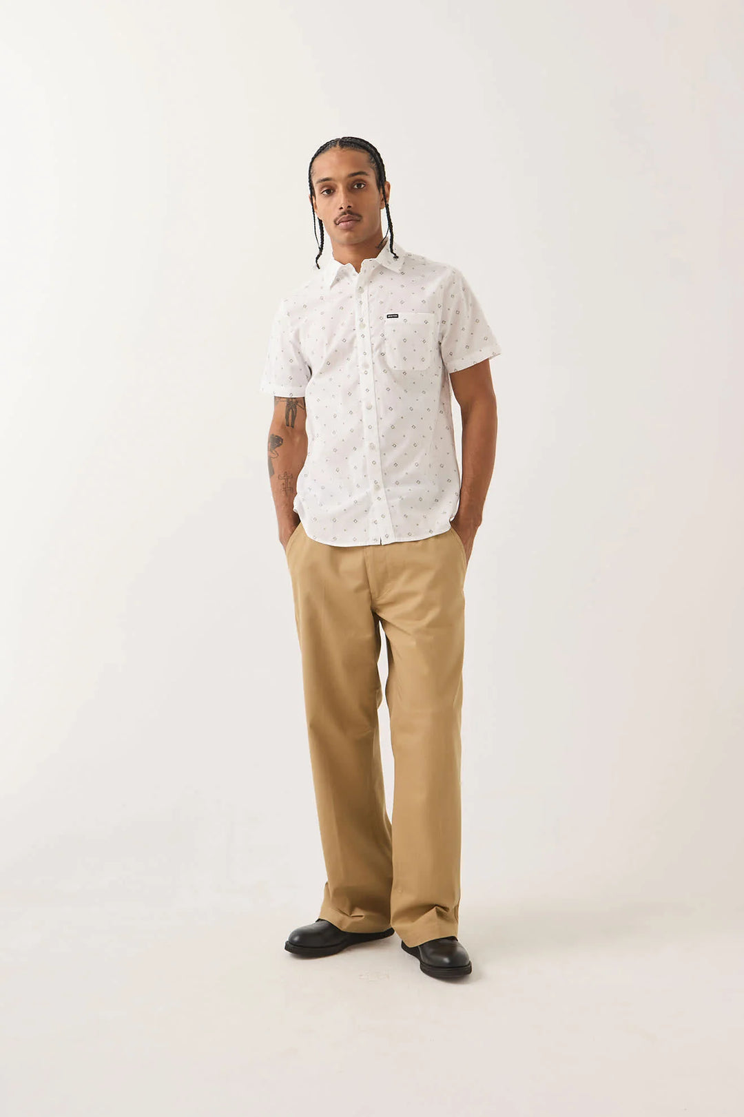 Brixton Men's Charter Print Shirt - White/Geo - Sun Diego Boardshop