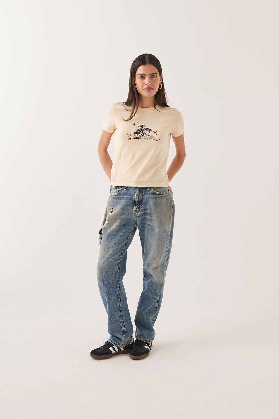 Brixton Women's Mid Century Ranch Slim Crew T-Shirt - Whitecap - Sun Diego Boardshop