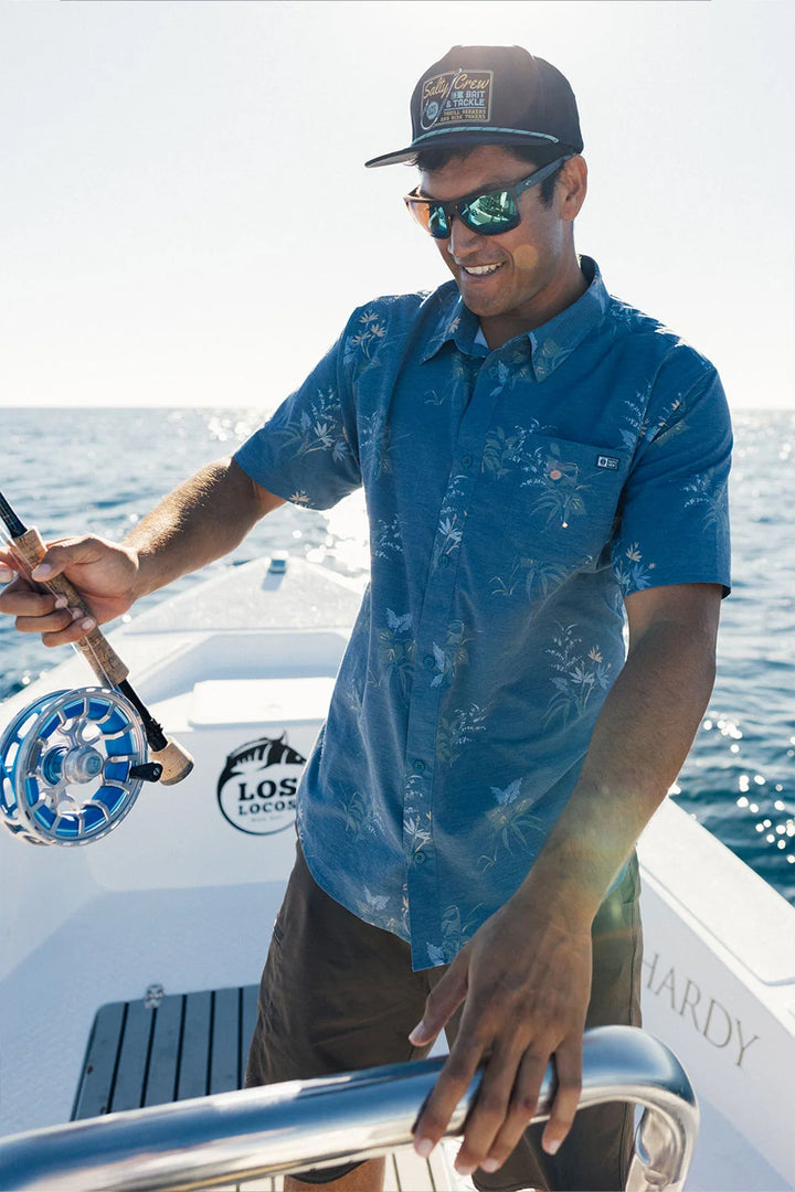 Salty Crew Men's Drifter UV Button Up - Navy - Sun Diego Boardshop