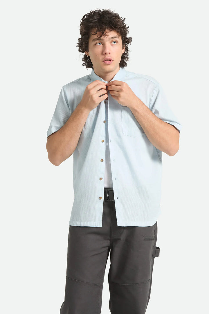 Brixton Men's The Vintage Short Sleeve Shirt - Blue Aura - Sun Diego Boardshop