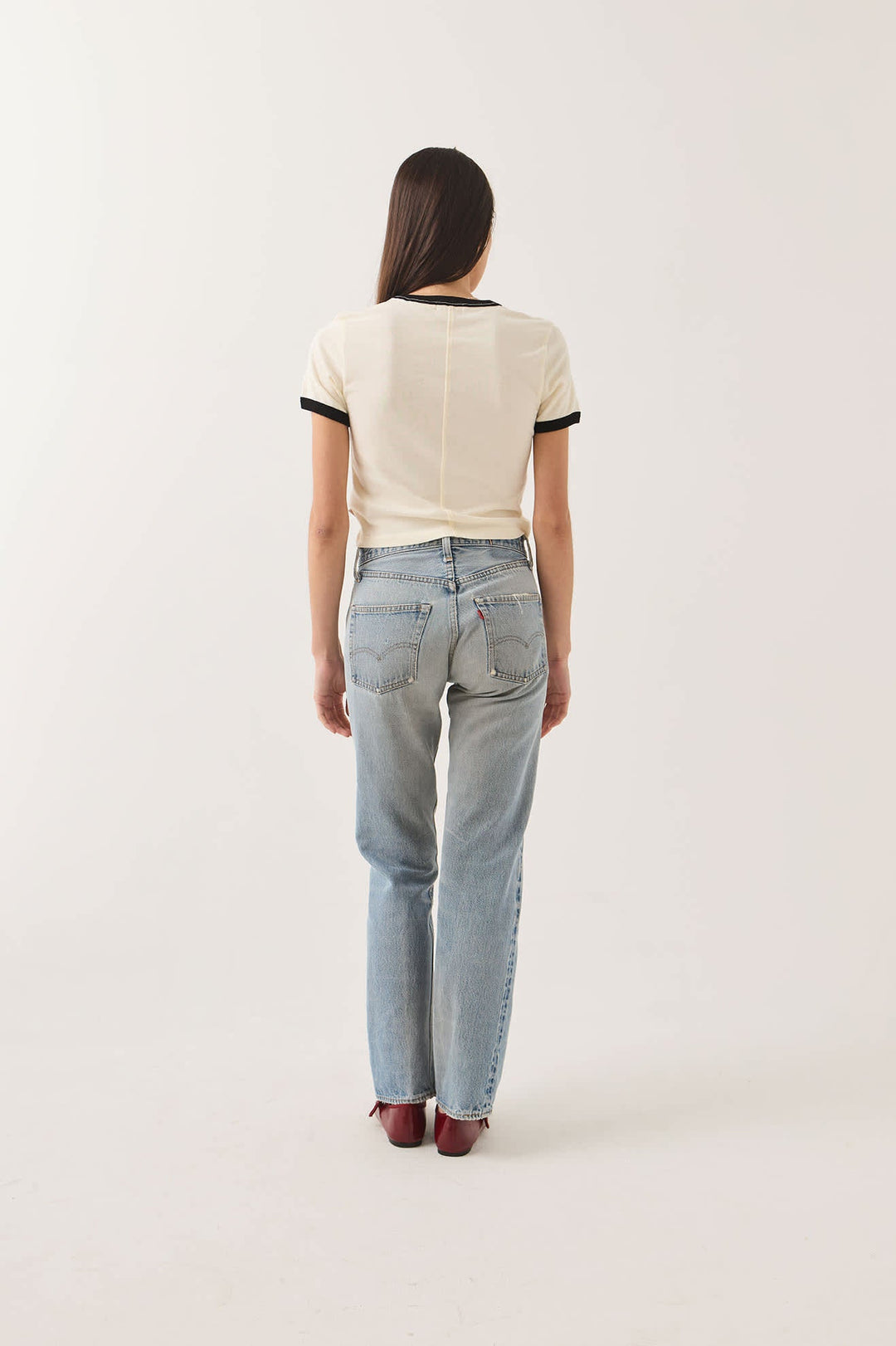Brixton Women's Carefree Organic Garment Dye Ringer T-Shirt - Off White/Black - Sun Diego Boardshop