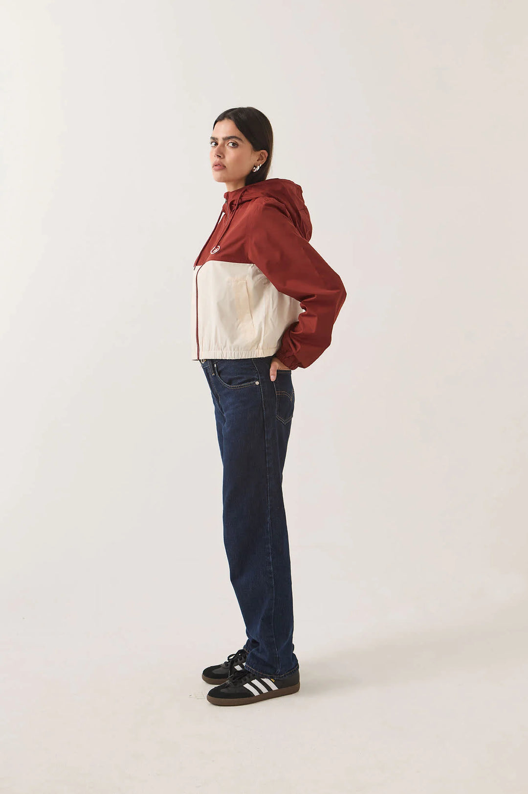 Brixton Women's Parsons Lightweight Hooded Windbreaker - Dark Brick/Whitecap - Sun Diego Boardshop