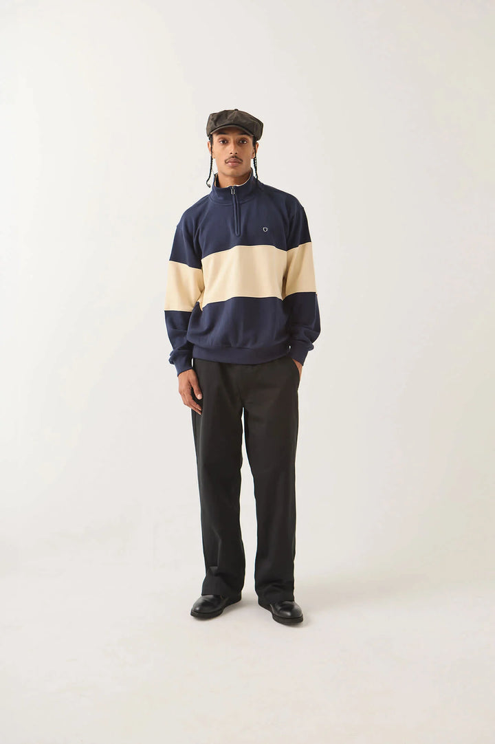 Brixton Men's Danville Quarter Zip Fleece - Navy/Whitecap - Sun Diego Boardshop