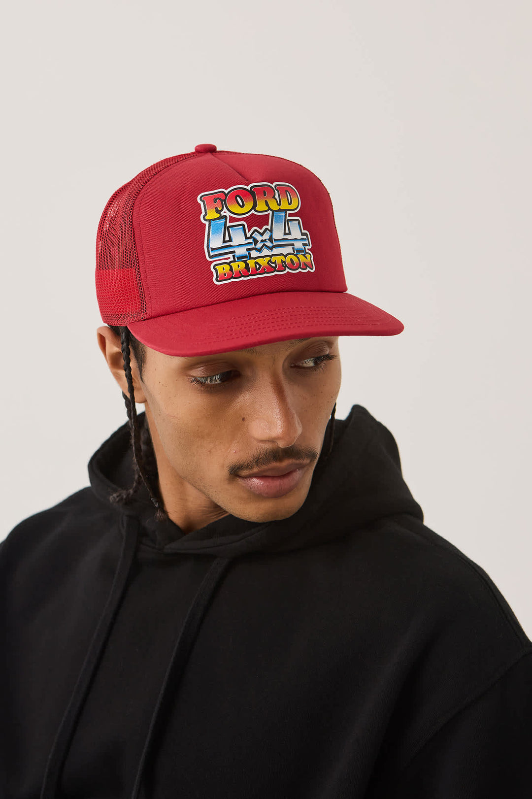Brixton Men's Ford 4x4 Chrome Trucker Hat - Rangoon Red - Sun Diego Boardshop
