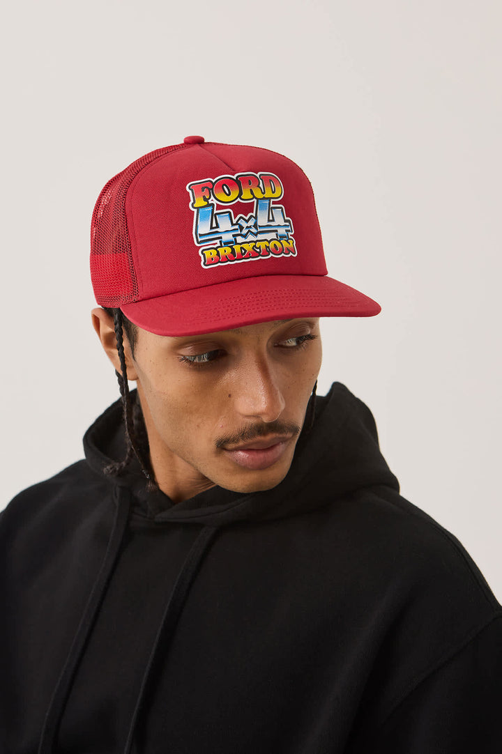 Brixton Men's Ford 4x4 Chrome Trucker Hat - Rangoon Red - Sun Diego Boardshop