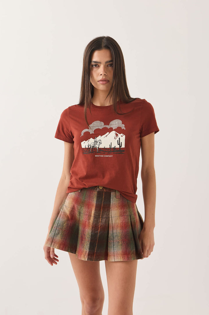Brixton Women's Great Springs Slim Crew T-Shirt - Dark Brick - Sun Diego Boardshop