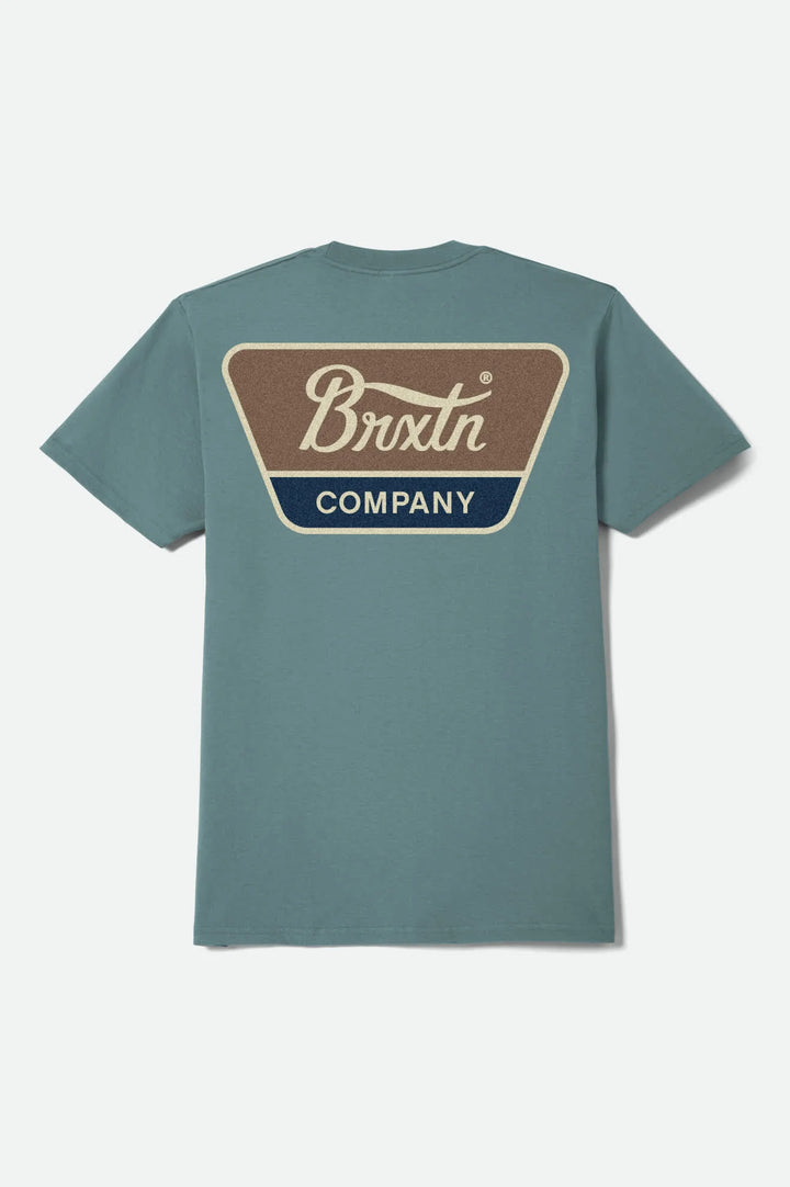 Brixton Men's Linwood Short Sleeve Standard T-Shirt - Ocean Breeze/Brown/Dark Navy - Sun Diego Boardshop