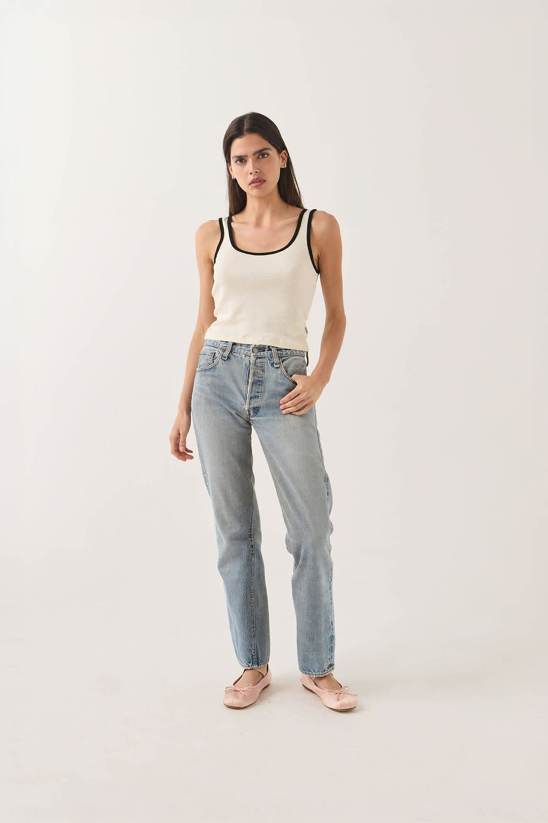Brixton Women's Ringer Organic A-Tank - Off White/Black - Sun Diego Boardshop