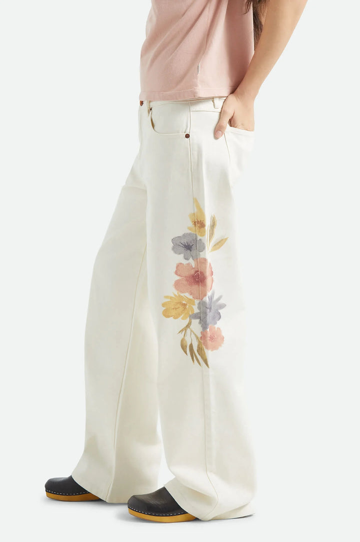 Brixton Women's The Chloe 5-Pocket Pant - Off White Floral Burst - Sun Diego Boardshop
