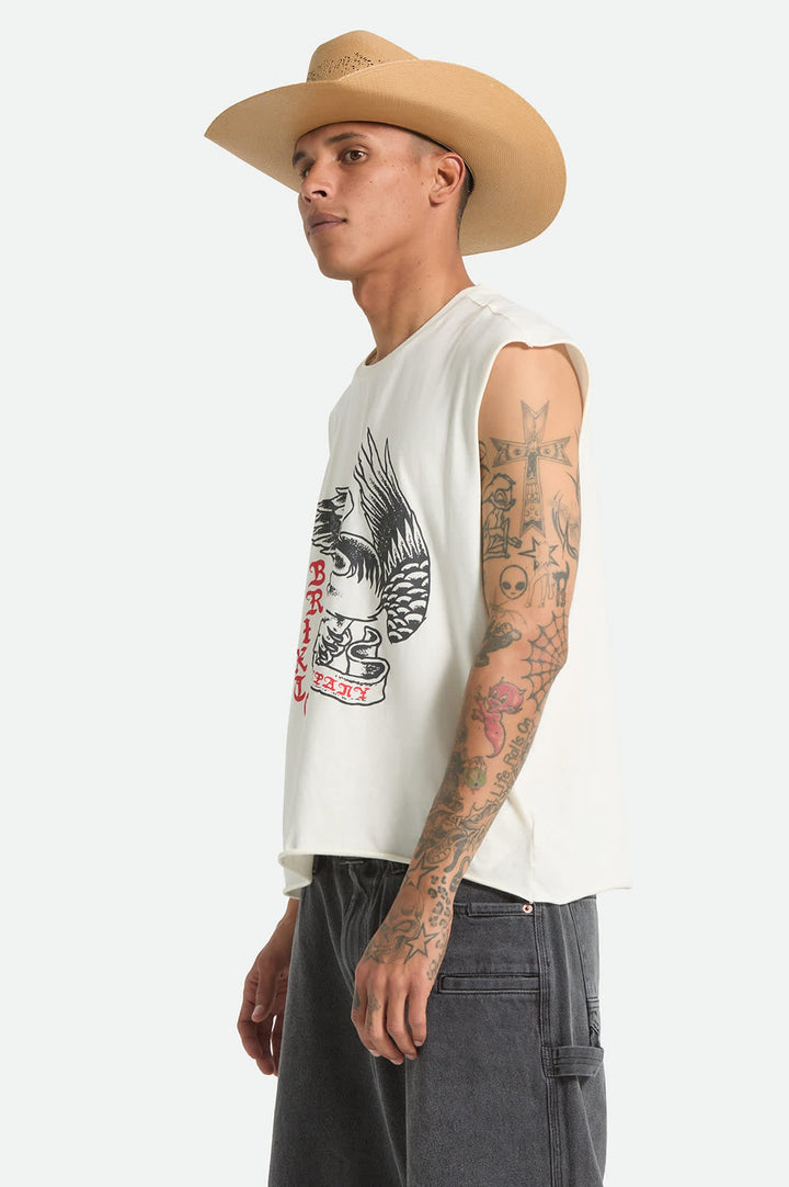 Brixton Men's Wolcott Worn In Boxy Muscle Tank - Off White - Sun Diego Boardshop