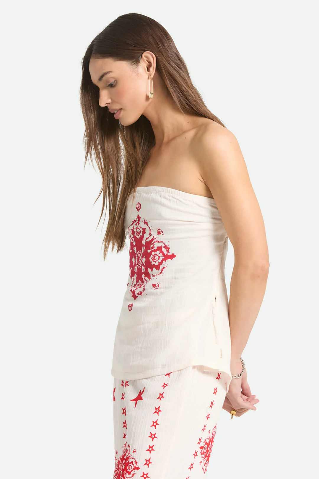 Brixton Women's The Lola Tube Top - Off White/Robust Red - Sun Diego Boardshop