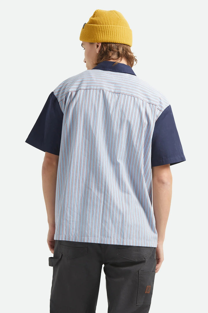 Brixton Builders Olson Shirt - Blue Aura Stripe - Sun Diego Boardshop