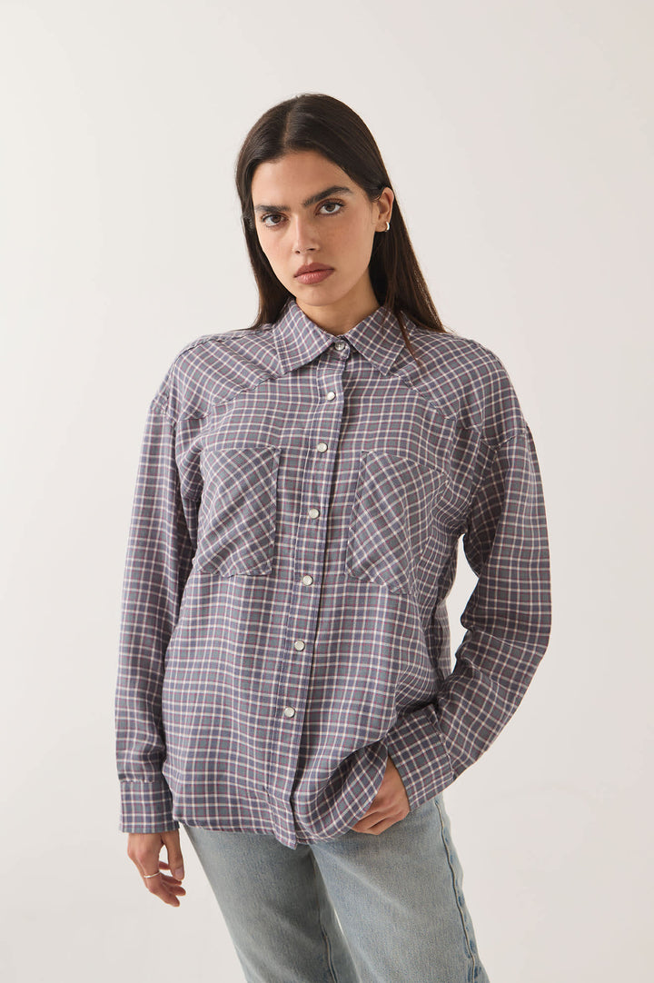 Brixton Women's Wayne Shirt - Soft Navy Plaid - Sun Diego Boardshop