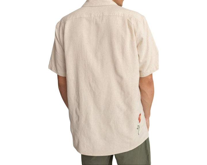 Rhythm Flower Embroidery Shirt - Natural - Sun Diego Boardshop