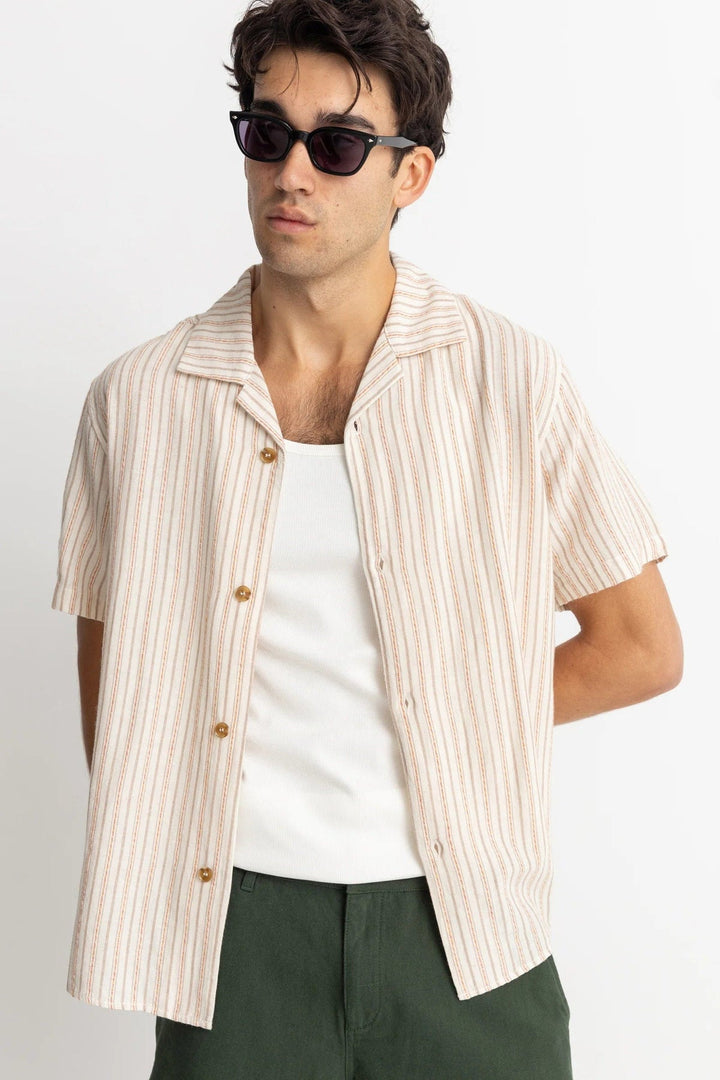 Rhythm Vacation Stripe Short Sleeve Shirt - NATURAL - Sun Diego Boardshop