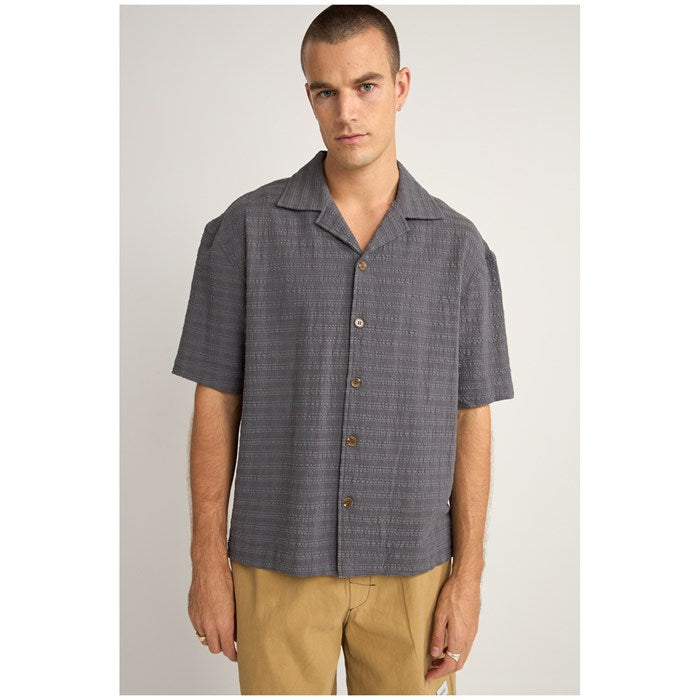 Rhythm RELAXED TEXTURED STRIPE SHIRT - CHARCOAL - Sun Diego Boardshop