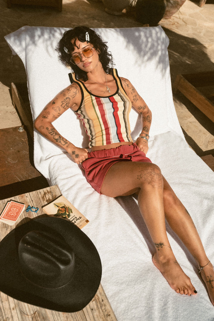 Brixton Women's Carefree Organic Garment Dye Cropped Tank - Robust Red - Sun Diego Boardshop